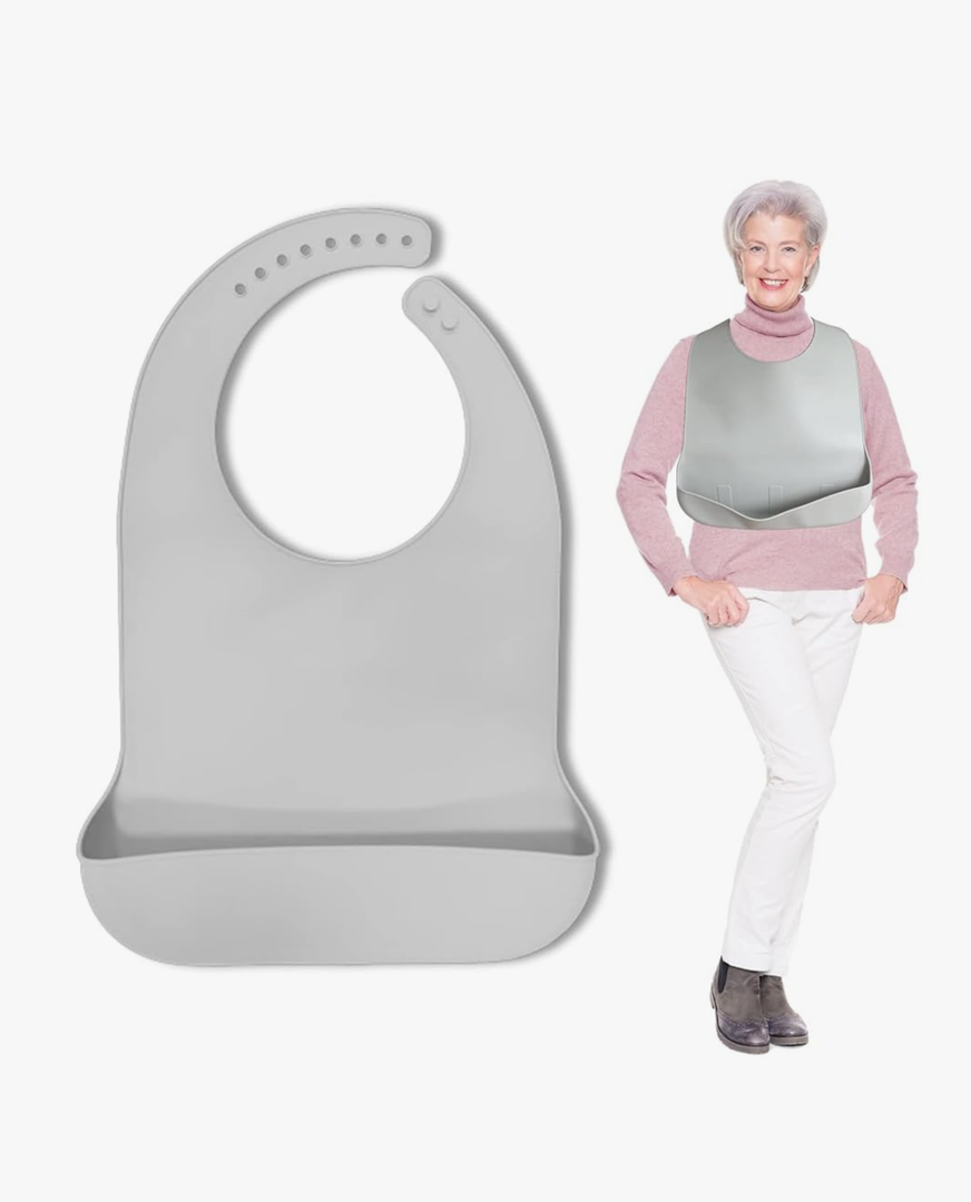We&Life Silicone Adult Bib for Elderly, Men and Women - Washable With Food Catcher