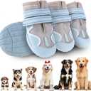 Dog Shoes for Large Small Medium Dogs, Breathable Mesh Dog Boots & Paw Protectors for Summer Hot Pavement Winter Snow, Waterproof Anti-Slip Dog Booties for Hiking Hardwood Floors(Blue-Beige7) (#7: 2.8"x3.2"(W*L) for 63-75lbs)