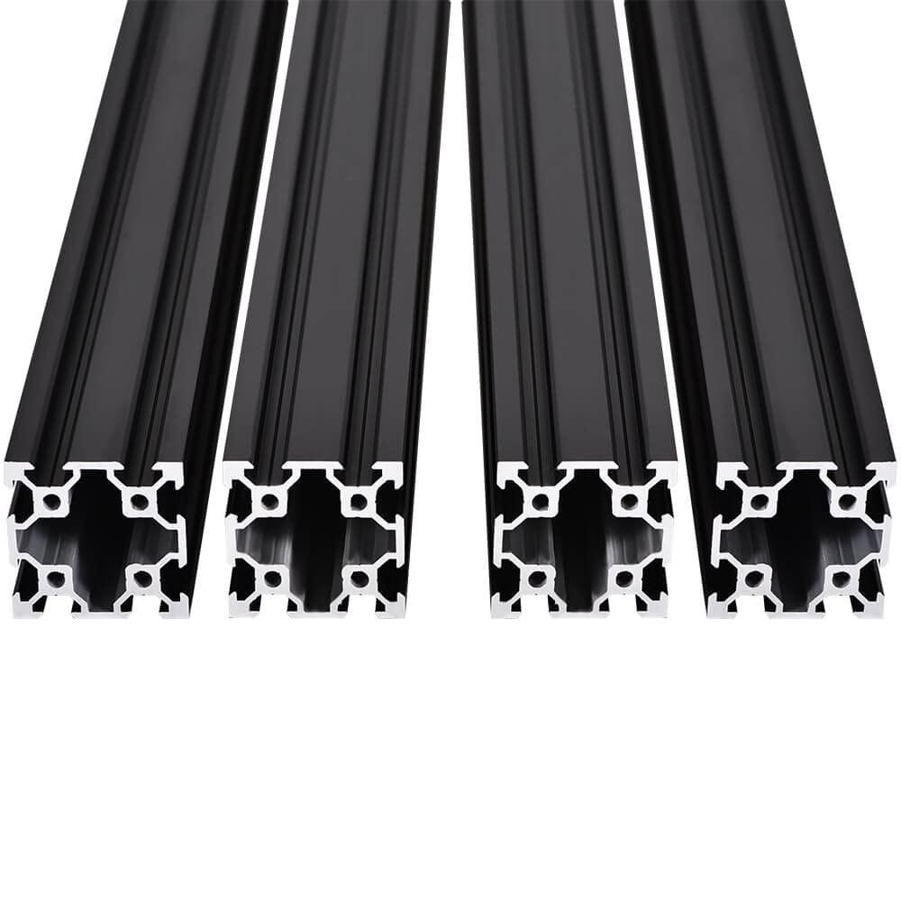 4 Pcs V Slot 4040 Aluminum Extrusion Profile 23.6'' European Standard Anodized Linear Rail for 3D Printer Parts and CNC DIY 600mm Black(23.6inch)
