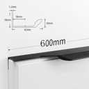 24 Inch Black Finger Edge Pull 2 Pack Cabinet Door Handles Aluminum Alloy Concealed Wardrobe Handle Hidden Invisible Furniture Long Strip Pull for Home Kitchen Bedroom Drawer, Matte 600mm with Screws