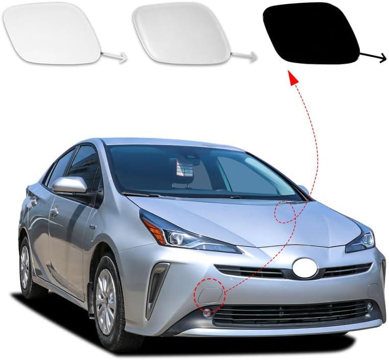 Car Front Bumper Tow Hook Cover Cap Towing Eye for Toyota Prius 2019 2020 2021 2022 Trailer Cover Cap 52127-47911(White, Right Passenger Side)