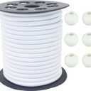 White Bungee Shock Cord Roll 3/16 in 50FT 5mm Thick Round Elastic Cord Heavy Duty Stretchy Rope for DIY Crafts-Tie Downs-Kayak-Tent-Sports-Various Applications