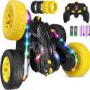 Remote Control Car,RC Cars with Sides Light Strip and Headlights,Double Sided 360 Flips Rotating RC Stunt Car,2.4Ghz All Terrain Toys for Ages 4-6 Kids Toy for Boys Girls Birthday Gift(Yellow)