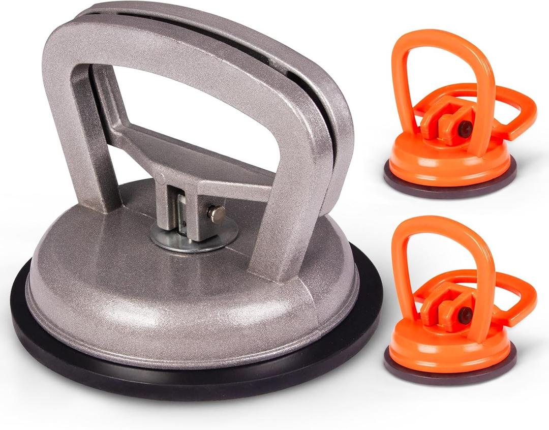 Hurrikom Dent Puller Suction Cup Kit - Paintless Car Body Repair Tool for Dent Removal, Aluminum Alloy Heavy Duty Suction Cups with Thickened Rubber Base for Glass, Tile & Granite Slab Lifting