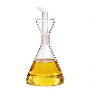 ELETON Erlenmeyer PurePour 8 oz Glass Oil Dispenser – No Drip Olive Oil Cruet with Leak-Proof Spout, Easy-Fill Wide Mouth, Borosilicate Bottle for Kitchen & BBQ