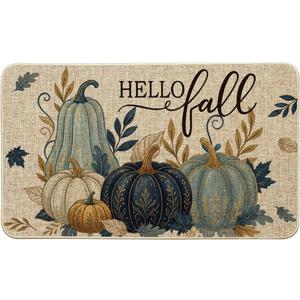 Artoid Mode Blue Pumpkin Fall Doormat 17x29 Inch