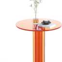 Klippehop Round Acrylic Side Table, Modern Accent End Table, Minimalist Bedside Night Stand, Small Coffee Tables for Living Room Office Bedroom Indoor Home Decor, Orange (17.7x19.7in(DxH))