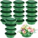 PINGEUI 20 Pack 4.7 Inch Floral Foam with Bowl, Round Wet Floral Foam, Green DIY Flower Arrangement Kit, Flower Supplies Foam for Decoration