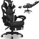 Respawn 110 Pro Ergonomic Gaming Chair with Footrest for Adults - Comfortable Office Gaming Recliner with Lumbar Support and Headrest, Racing Style Video Game Chairs for Computer Gamer - White