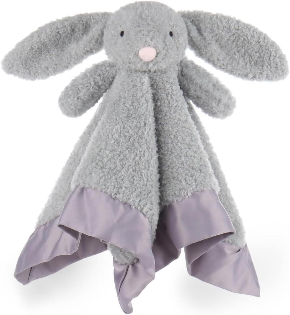 Apricot Lamb Stuffed Animals Gray Bunny Rabbit Security Blanket Infant Snuggler Plush Baby Lovey(Gray Bunny, 13 Inches)