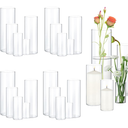 20 Pack Clear Glass Vases for Centerpieces, Cylinder Vase Set, 4,6,8,10,12 Inch Tall Flower Vase for Home Decor, Flower Vase for Table Decorative & Hurricane Floating Candle Holders