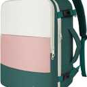 Taygeer Carry On Backpack, 35l Travel Backpack for Women Airline Approved, Cute Underseat Personal Item Travel Bag With Shoe Compartment, Casual Daypack Gifts for Friend Weekend, Beige Peacock Pink