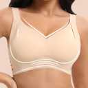 Women's Seamless Wireless Bras No Underwire Push Up Bra Stylish Hollow Out Bralette Full Coverage T Shirt Bra (Black, L)