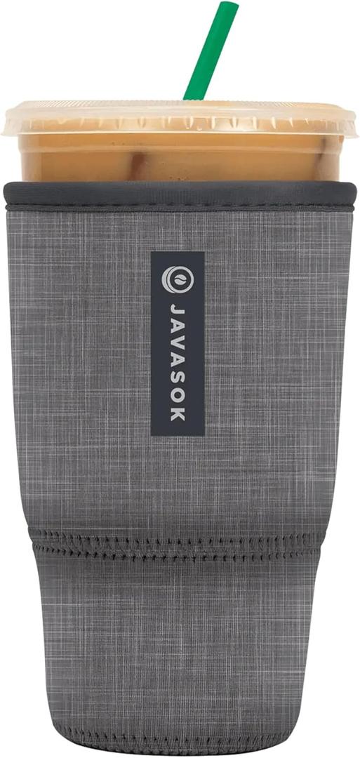 Sok It JavaSok Iced Coffee & Cold Soda Insulated Neoprene Cup Sleeve (Anthracite, Large: 30-32oz)