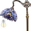 WERFACTORY Floor Lamp Tiffany Style Blue Purple Stained Glass Arched Lamp 12X18X64 Inches Gooseneck Adjustable Corner Standing Reading Light Decor Bedroom Living Room S003C Series