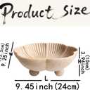 Large Decorative Bowl decor, Scalloped Pedestal Bowls for Modern Home Decor,Ruffle Decor,Stylish Key Bowl for Entry Table,Decorative Fruit Bowl for Kitchen Counter, Artificial Stone Beige