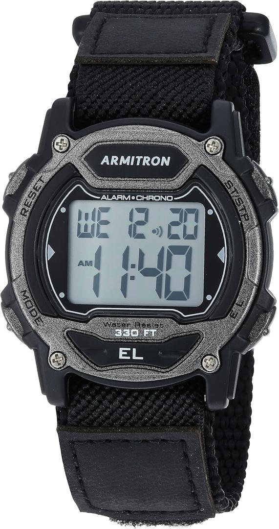 Armitron Sport Unisex Digital Chronograph Nylon Strap Watch, 45-7004 (Black)