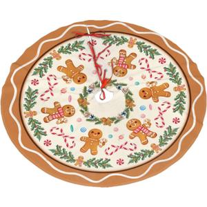 Christmas Tree Skirt,Gingerbread Xmas Tree Skirt Rustic Farmhouse Tree Skirt for Christmas Decor Xmas Holiday Home Party Decorations36