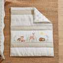 Levtex Baby - Woodland Pals Crib Bed Set - Baby Nursery Set - Cream Taupe Brown Green - Woodland Friends - 5 Piece Set Includes Quilt, One Fitted Sheet, Wall Decal, Skirt/Dust Ruffle & Basket, 5 Piece Bedding Set