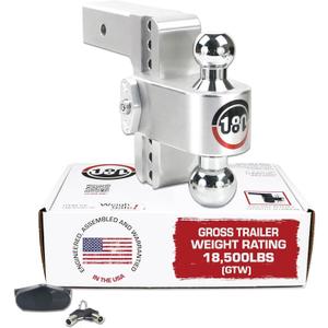 Weigh Safe 180-Degree Trailer Hitch - Adjustable Trailer Hitch for Towing - Compatible with 2.5" Receivers - 6" Drop, Chrome-Plated Tow Balls, 18,500 GTW, 1-Piece Lock Set