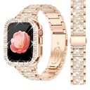 Bling Watch Bands with Bling Case for Women Compatible with Apple Watch Band 40mm Elegant Dressy Jewelry Replacement Metal Link Wristband Protector Cover for iWatch Series 6/5/4/SE Rose Gold