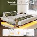 Floating Bed Frame King Size, Smart LED Lights & Charging Station, 9.45" High Clearance, Mattress Slide Stopper, Noise-Free, No Box Spring Needed, Easy Assembly