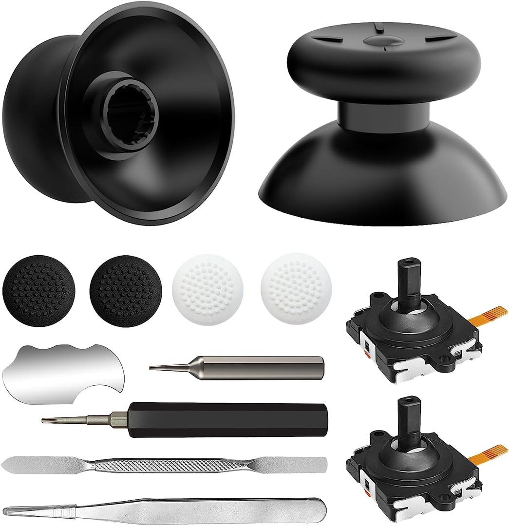 Replacement Kit for Meta Quest 3 Controller and 0culus Quest 2 Controller(13-in-1), DUXICEPIN Joysticks, Thumbstick, Screwdriver, Tweezer & Pry Tool-Ultimate Meta Quest 3 Controller Accessories (Black-13-in-1)
