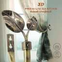 Premium Metal Leaf Curtain Holdbacks (2 Pack), Antique Brass Finish, Heavy Duty Hooks for Drapes, Sheers, Swags
