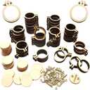 ZOCONE 40 Packs Mini Embroidery Hoops, Small Ring Tiny Embroidery Hoops, Round Wood Hoops for DIY Pendant Embroidery Necklace Jewelry Pendant and Keychain
