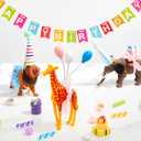 Gemscream 39 Pcs Safari Animal Cake Toppers Party Cake Animal Decorations Jungle Figures with Hats Mini Balloons for Wild Zoo Theme Party Birthday
