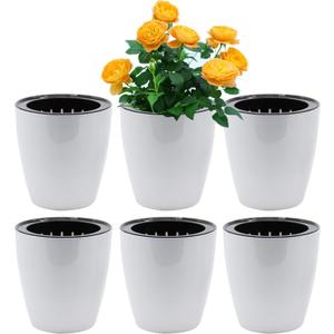 SAND MINE Self Watering Planter White Flower Pot (6, XL)