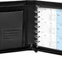 GALLAWAY LEATHER 7 Ring Checkbook Binder for Business Checks, PU Leather Check Binder Portfolio with Zipper,600 Checks Capacity,for Executive and Personal Use (Black)