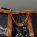 Geestock Garment Bag for Travel, Convertible Carry On Garment Duffle Bags for Women with Shoe Pouch & Detachable Shoulder Strap, Large PU Leather, 2 in 1 Hanging Suitcase Dress Suit Travel Bag, Black (Black and Brown)