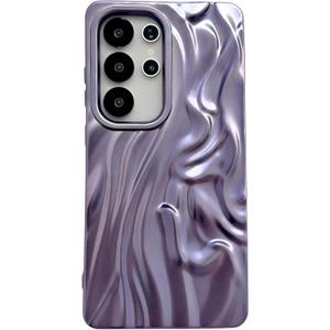 Caseative for Samsung Galaxy S25 Plus Case,Pleated Water Ripple Chrome Wave Pattern Soft Compatible with Samsung Case (Purple,Samsung Galaxy S25 Plus)