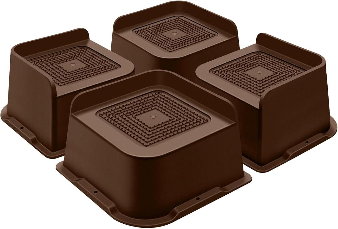 Bed Risers 3 Inch Heavy Duty, Furniture Risers for Bed Desk Table Sofa Couch,Oversized Bed Lifts Risers,Support up to 5000 Lbs(4 Pack Brown)