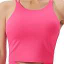 THE GYM PEOPLE Women's Cross Back Sports Bra Halter Neck Workout Crop Tank Tops with Removable Pads, M