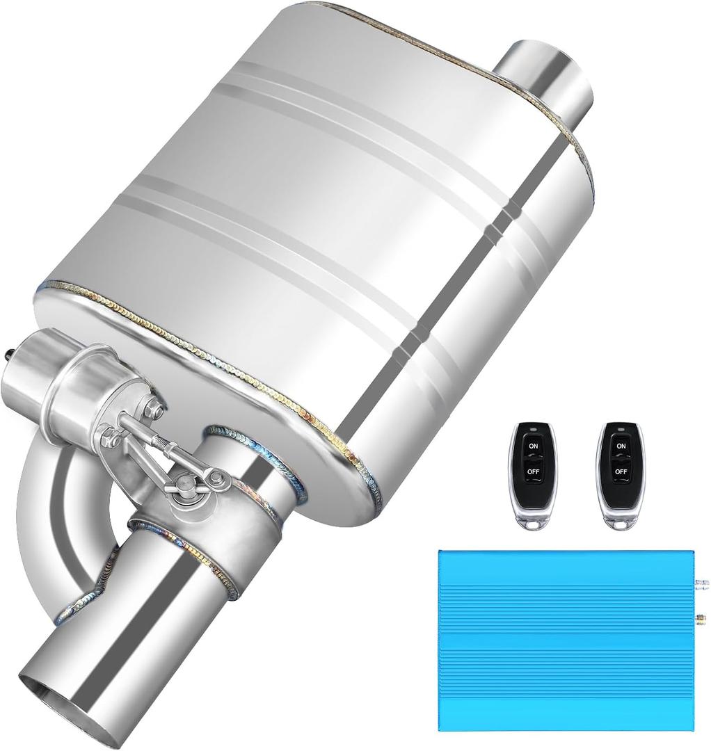 2.5 Inch Valved Muffler Exhaust Cutout with Muffler Cat Back Exhaust System Kit