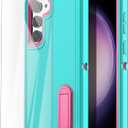 AICase for Samsung Galaxy S23 Plus Case Built-in Kickstand with Glass Screen Protector,Heavy Duty Drop Protection Full Body Rugged Shockproof Military Protective Tough Durable S23+Plus 6.6"_3 (Water Blue/hot pink+Glass Protector/Camera Lens)