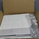 Somdot White Nightstand with Charging Station and LED Light, Wide 5 Drawers Dresser for Bedroom with Fabric Bins and Open Shelf for Bedroom Kids Closet Dorm Guest Room, White Leather