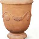 Planters for Indoor & Outdoor Plants, 16.5 Inch Large Magnesium Oxide Urn Planter with Drainage Hole, Decorative Unique Garden Plant Pots for Front Porch & Home Decor, Rust Color