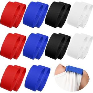 Kajaia Solid Sleeves Holders Sports Sleeve Clips Soccer Softball Baseball Sleeves Ties for Sports T Shirts 9.84 x 1.57 Inch (Black, Blue, Red, White)