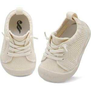 JIASUQI Baby Shoes for Toddler Boys Girls Sneakers Slip on Walking Shoes for Babies (6-12 Months Infant, Beige)