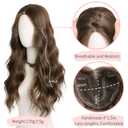Hair Toppers for Women Thinning Hairs 24 Inch Long Layered Topper Curly Synthetic Wiglets Pieces Hand-Tied Hairline Synthetic Clip on Hair Topper for Women Dark Brown Mix Golden Brown
