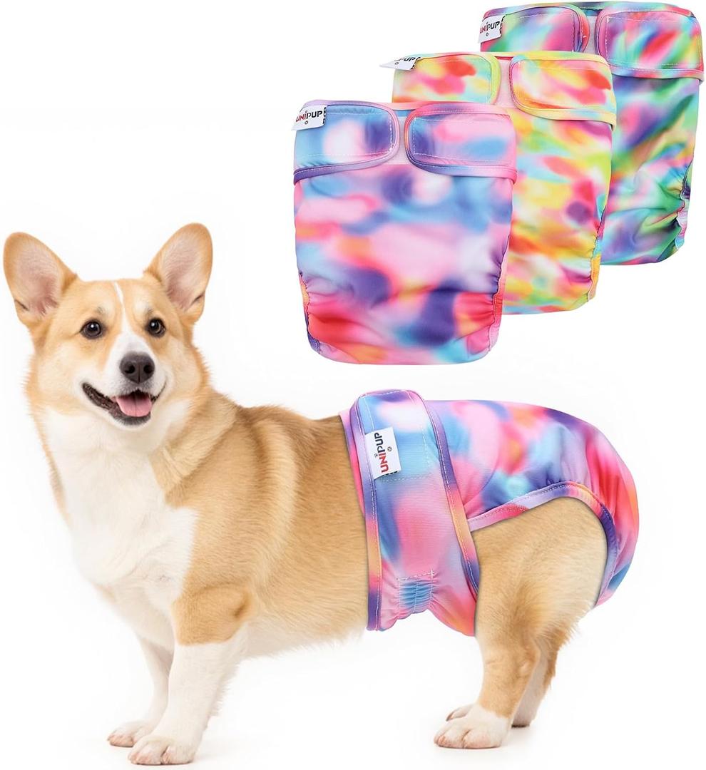 Female Dog Diapers Reusable No Tail Hole Period Panties Washable 3 Pack Diapers Female for Docked-Tail Frenchie French Bulldog Boston Terrier Without Tail U-WWD03XS (XS(Waistline:NB-10"))