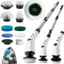Electric Bathroom Cleaning Brush, Cordless Spin Scrubber Full Body Waterproof IPX7 with Adjustable Handle, 8 Replaceable Brush Heads for Bathtub/Kitchen/Window/Home -SD-CTB01