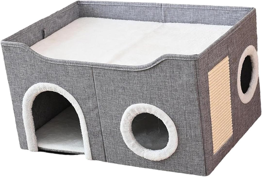 Cat Hideaway Covered Cat Bed Cat Cubes Foldable Cat Houses & Condos for Small Animals Cats Multi Small Pet New Years Gifts/1262, Gray