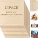 Adrattnay Basswood Sheets 1/16 x 12 x 12 inch - 1.5mm Basswood Sheets Plywood Sheets, 24Pcs Square Unfinished Wood Board for DIY Crafts, Laser Cutting, Wood Burning, Painting, Model Carving