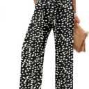Angerella Womens Wide Leg Pants High Elastic Waist Adjustable Knot Casual Flowy Trousers Business Work Pants with Pockets (Small, #1 B-Blackdot)