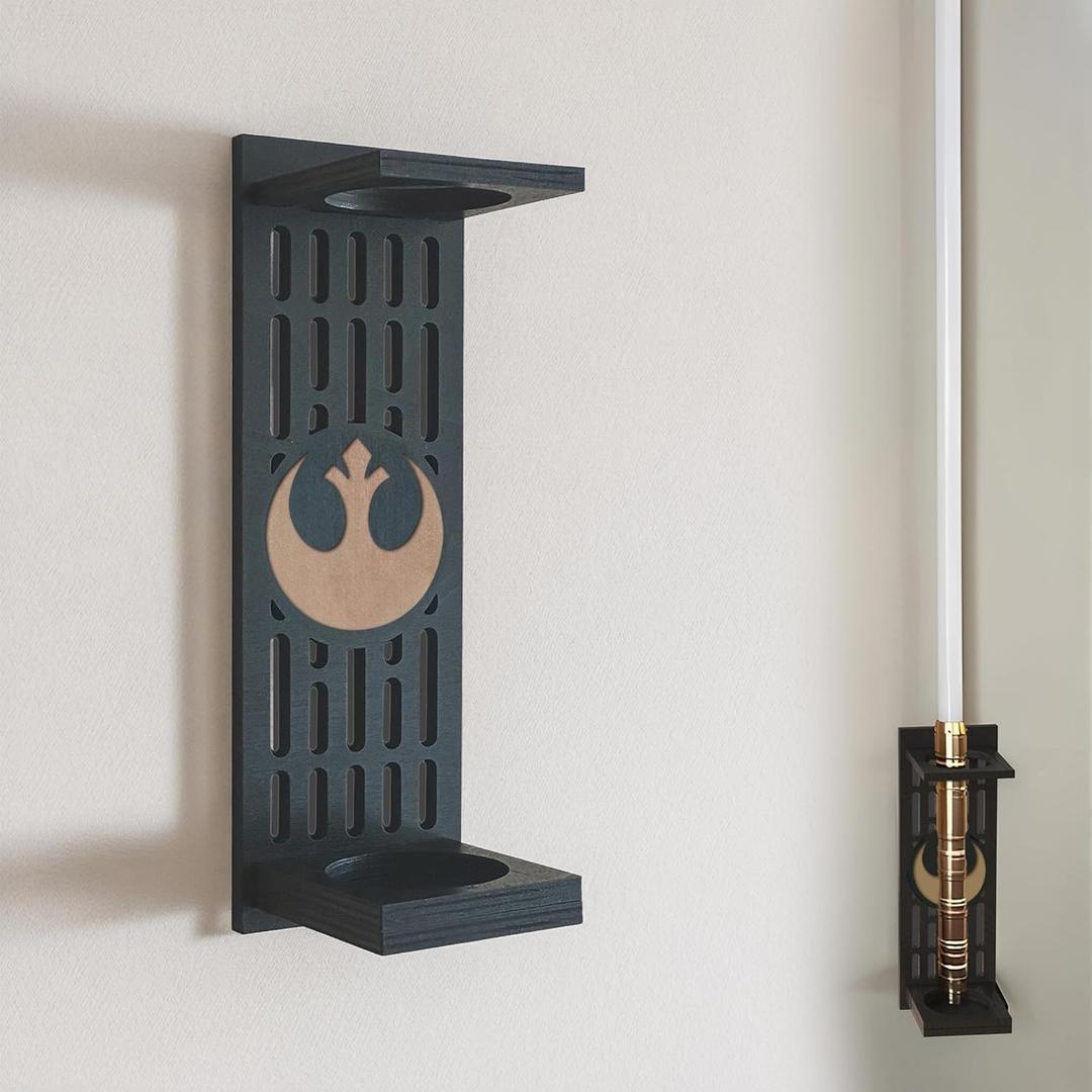 Lightsaber Wall Mount with Pattern, Wooden Lightsaber Stand for Lightsaber Display, Vertical Lightsaber Wall Mount Holder for Most Lightsaber Displays, Gift for Lightsaber Collectors (03)