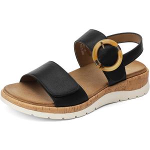 UBFEN Women's Flat Sandals - Comfortable Arch Support Low Wedge Walking Sandals for Summer, Beach, Vacation, Travel, Size 43